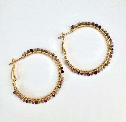Multi Gemstone Hoops