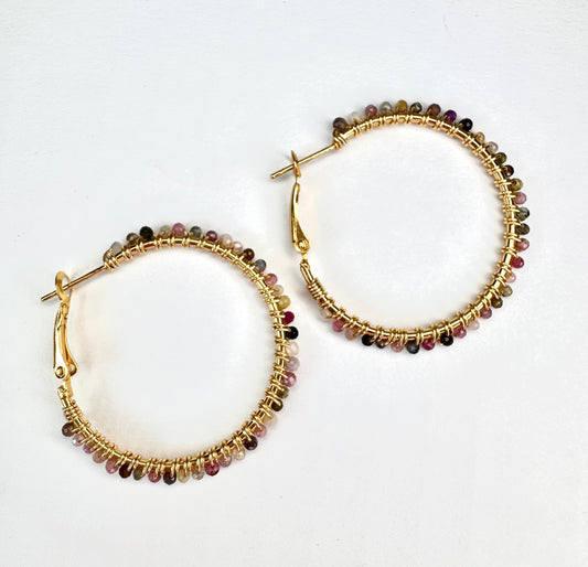 Multi Gemstone Hoops