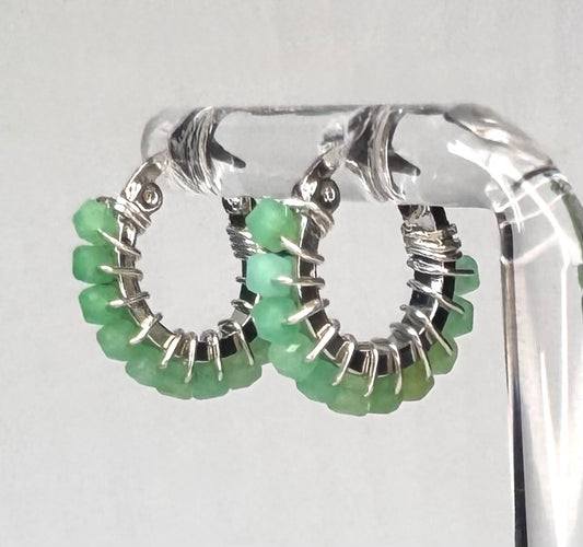 Chrysoprase Huggie Hoops