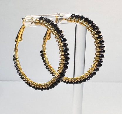 Black Spinel Hoops