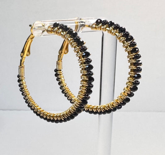 Black Spinel Hoops
