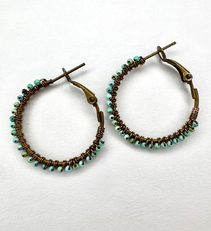 American Turquoise Hoops