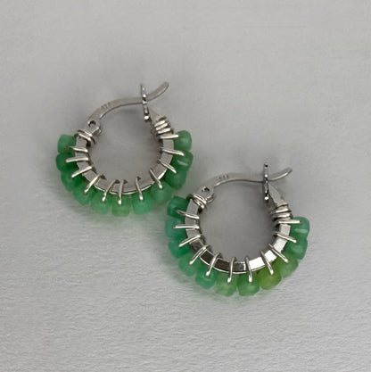 Chrysoprase Huggie Hoops