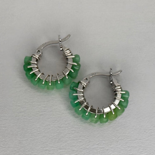 Chrysoprase Huggie Hoops